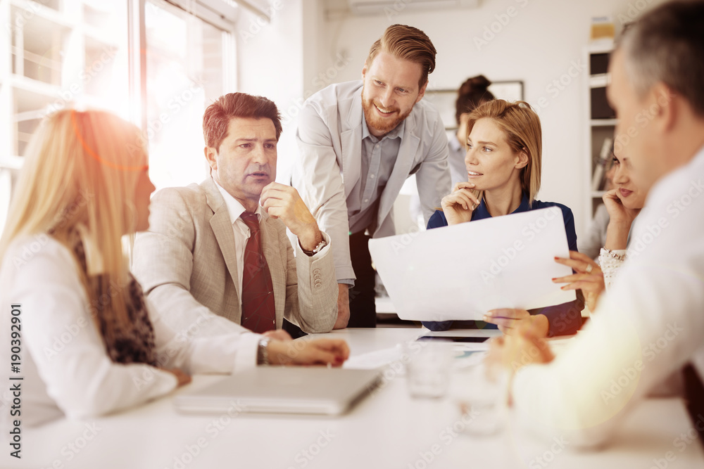 Succeful business partners brainstormin