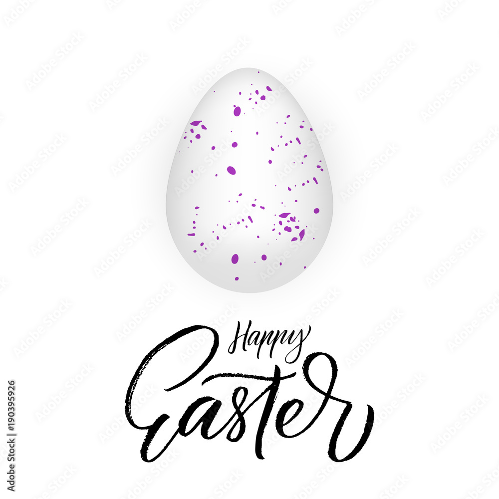 Happy Easter poster with modern brush calligraphy phrase.