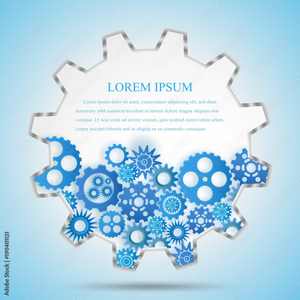 The gear engineering construction template design blue background, vector illustration