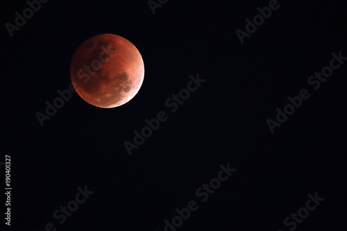Super blue blood moon,Full moon January 2018 with copy space