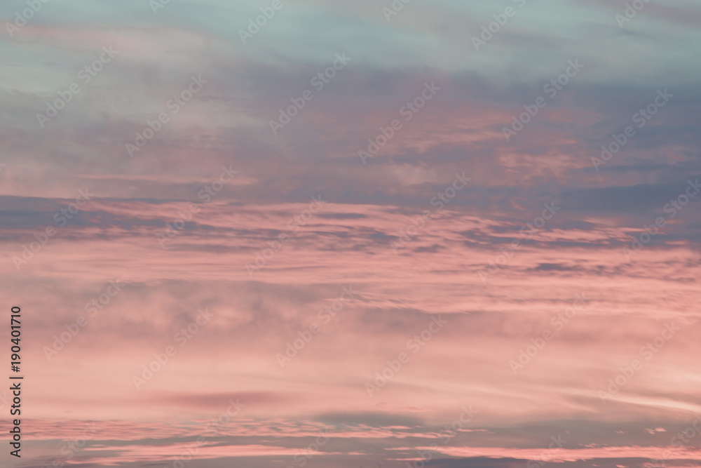 Colorful sunset sky with pink tones