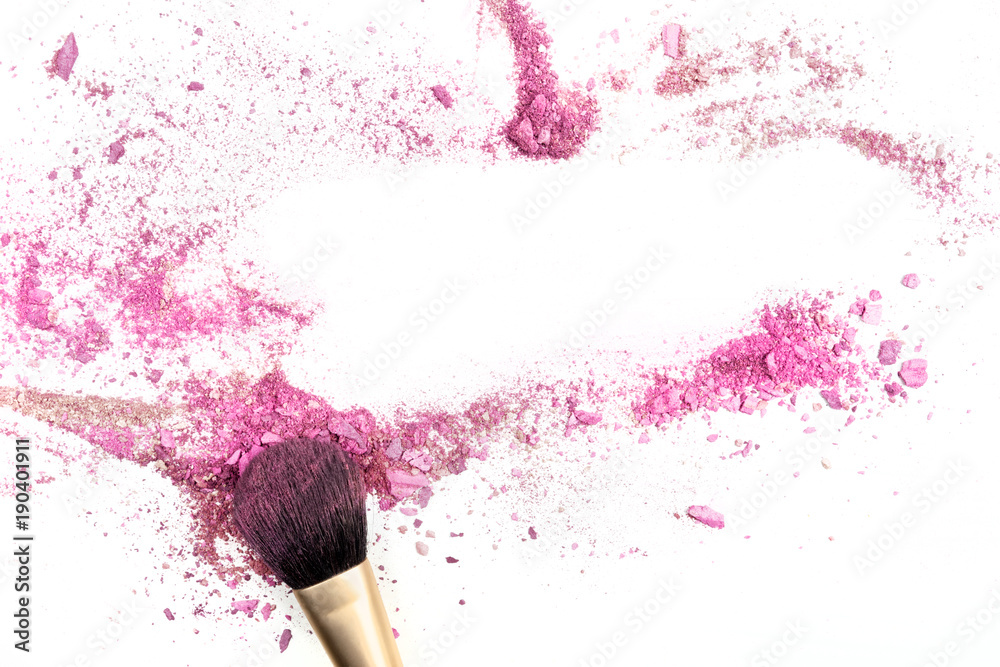 Powder and blush forming frame, with makeup brush