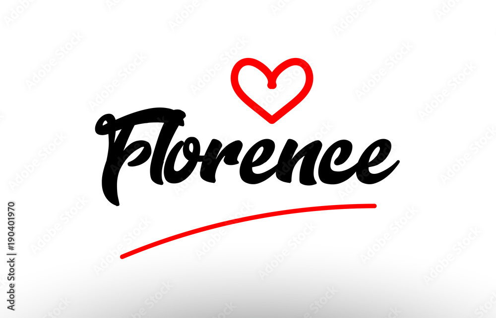 florence word text of european city with red heart for tourism promotio florence word text of european city with red heart for tourism promotio