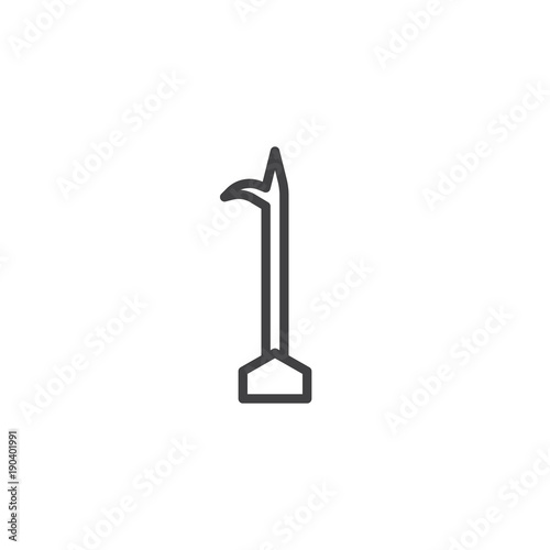 Pike pole line icon, outline vector sign, linear style pictogram isolated on white. Fireman hook tool symbol, logo illustration. Editable stroke