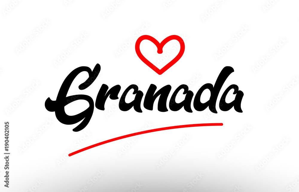 granada word text of european city with red heart for tourism promotio granada word text of european city with red heart for tourism promotio