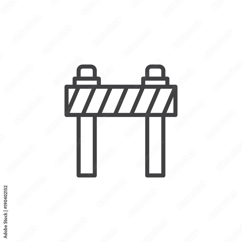 Road barrier line icon, outline vector sign, linear style pictogram isolated on white. Traffic barrier symbol, logo illustration. Editable stroke Road barrier line icon, outline vector sign, linear style pictogram isolated on white. Traffic barrier symbol, logo illustration. Editable stroke