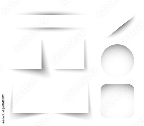 Vector set of paper shadows isolated on white background