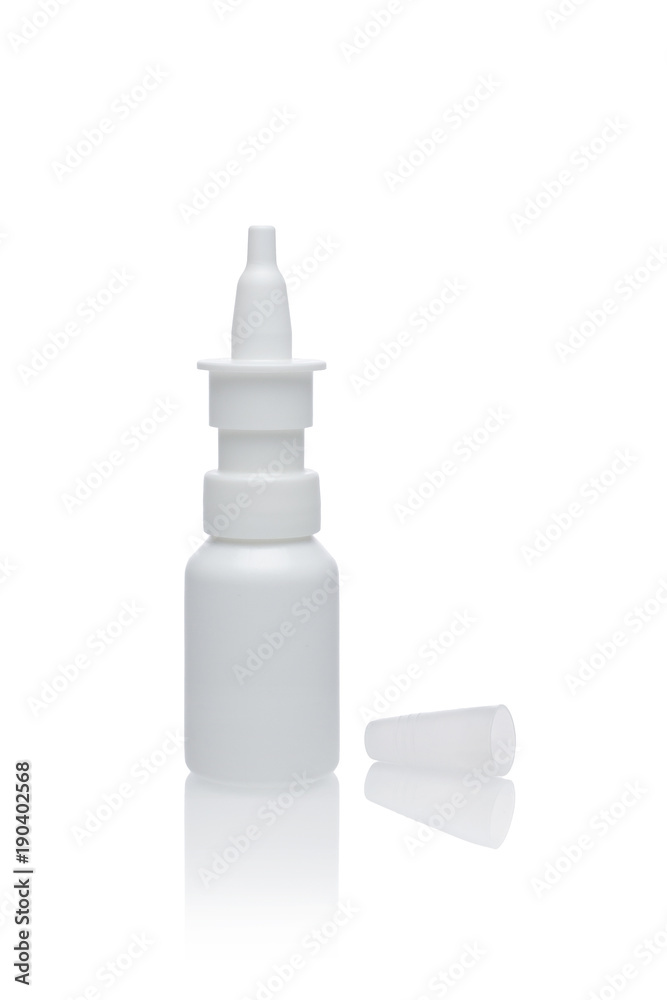 nasal spray bottle, mock up, isolated on white nasal spray bottle, mock up, isolated on white