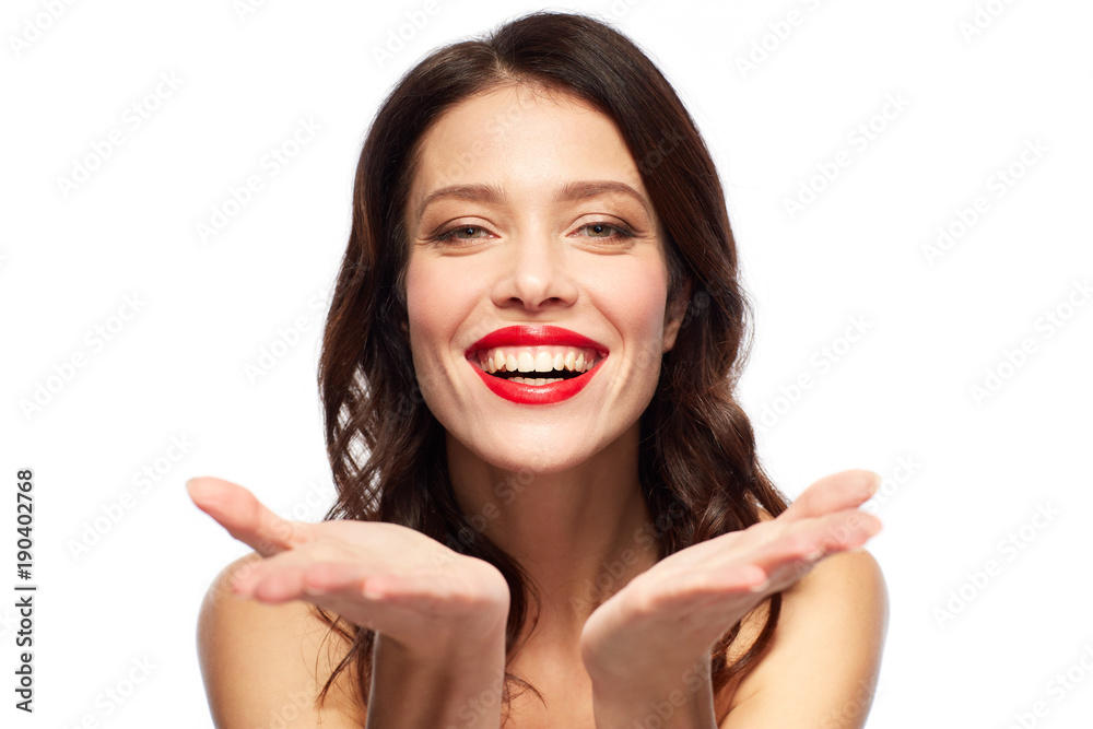 beautiful smiling young woman with red lipstick beautiful smiling young woman with red lipstick