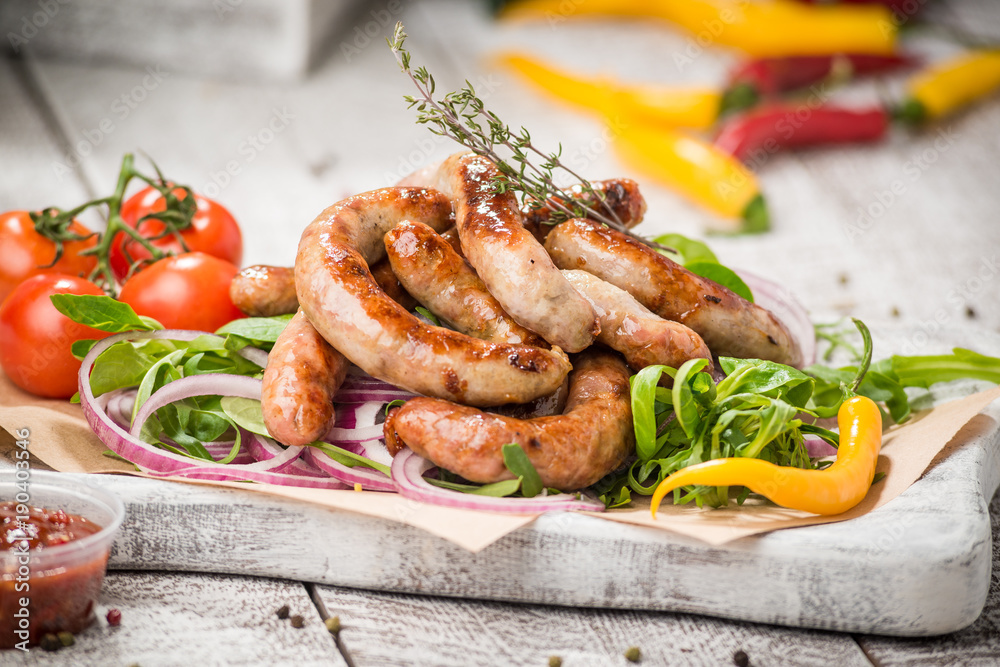 Grilled sausages and vegetables Grilled sausages and vegetables