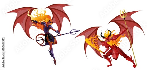 evil demons with trident