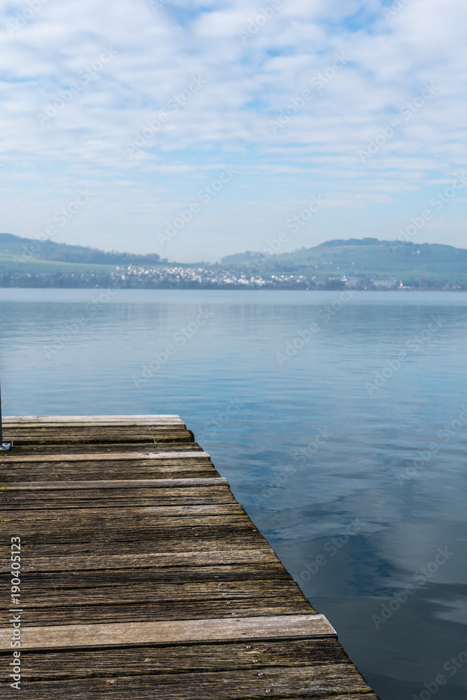 Obraz premium idylle am See mit holzsteg