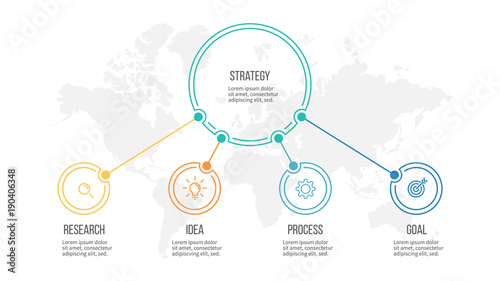 Business infographic. Organization chart with 4 options. Vector template.