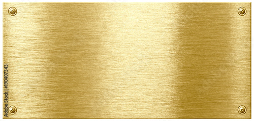Gold shining metal plate with screw nail heads
