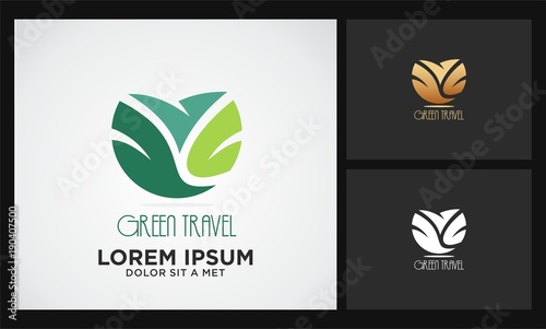 green world traveling abstract logo