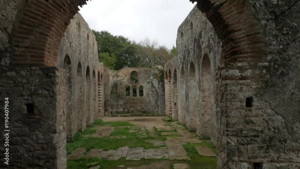 Albania, Butrint. Remains of an ancient Town Buthrotum. Basilica. Pan. UNESCO World Heritage Site. December 2017 Albania, Butrint. Remains of an ancient Town Buthrotum. Basilica. Pan. UNESCO World Heritage Site. December 2017