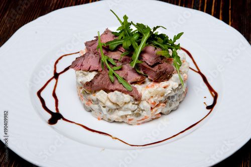 Εκτύπωση καμβά Salad from Lucien Olivier with wild boar