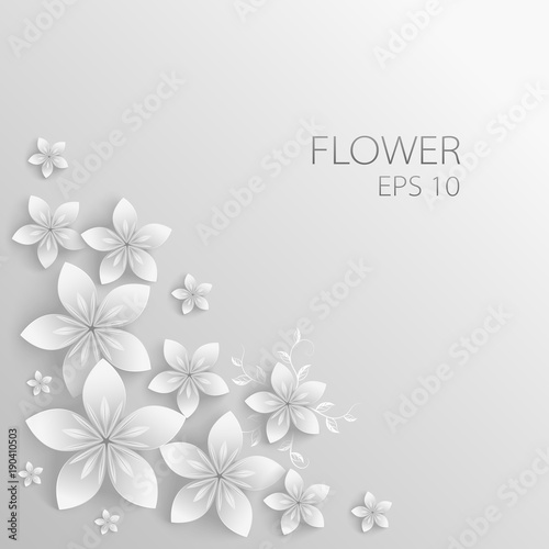 Vector white Paper flowers background