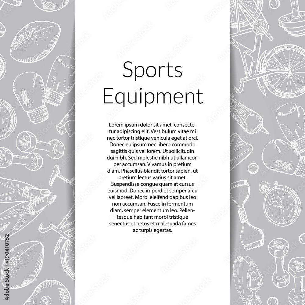 Vector hand drawn sports equipment background