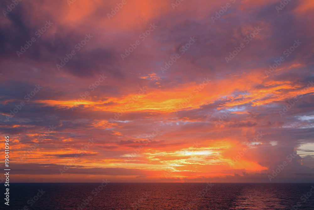 Dawn in Caribbean Sea. Santo Domingo, Dominican Republic