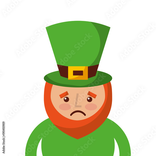 st. patricks day portrait of a sad leprechaun vector illustration