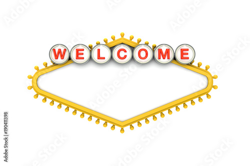 Welcome to Las Vegas classic sign with copy space. 3D Rendering