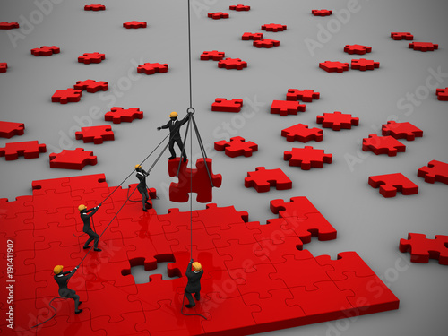 Company teamwork to manage a project of red jigsaw puzzle as 3d render.
A great company teamwork to manage a project of red jigsaw puzzle pieces inspired by a great leader.