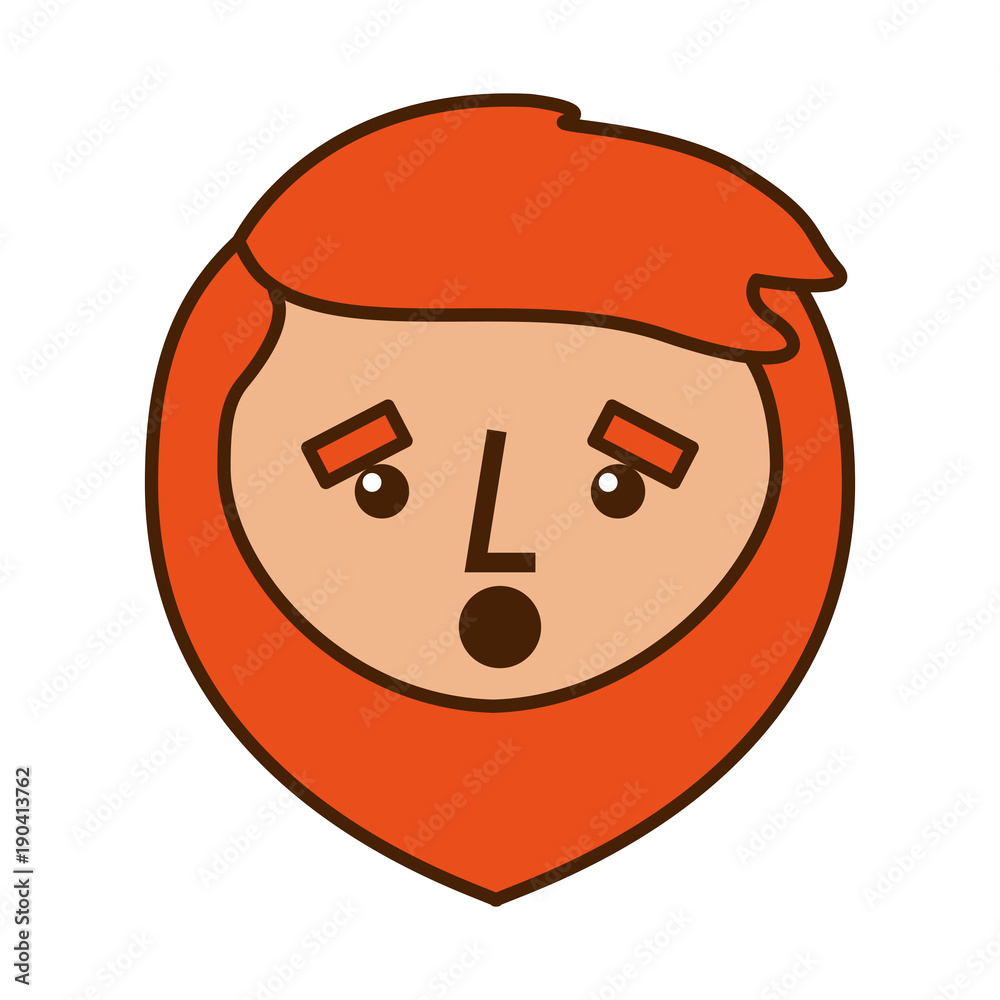 cartoon surprised face man beard character vector illustration