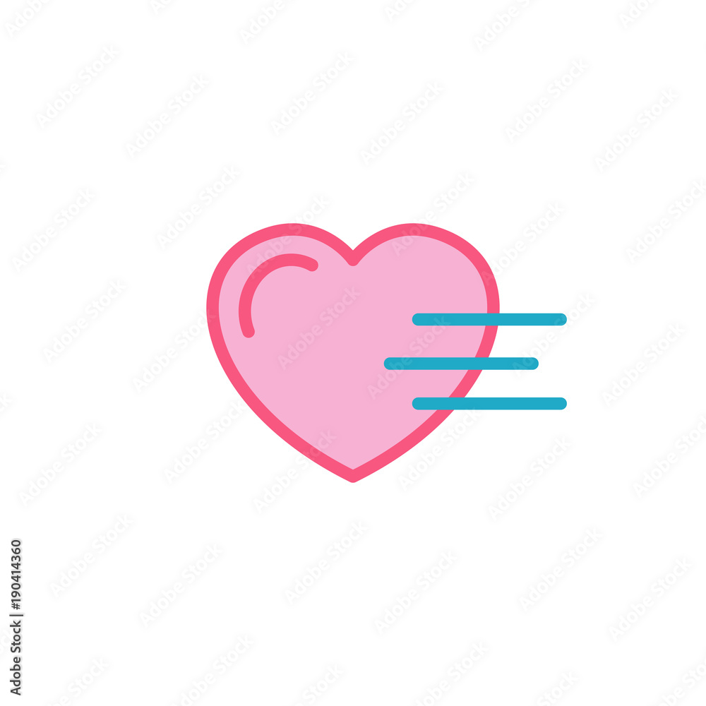 Love with fast move Icon. Simple Heart Illustration Line Style Logo Template Design. Love with fast move Icon. Simple Heart Illustration Line Style Logo Template Design.