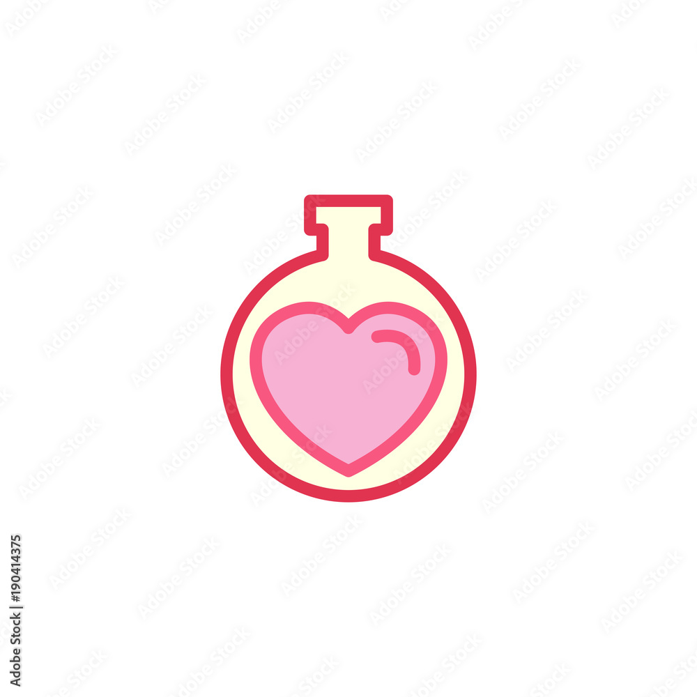 Love with beaker or poison Icon. Simple Heart Illustration Line Style Logo Template Design. Love with beaker or poison Icon. Simple Heart Illustration Line Style Logo Template Design.