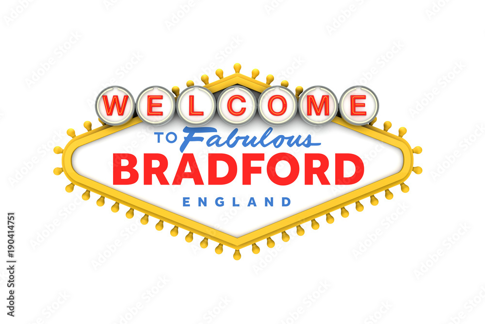 to Bradford sign in classic las vegas style design . 3D Rendering Stock Illustration