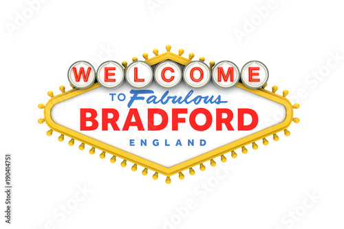 Welcome to Bradford sign in classic las vegas style design . 3D Rendering