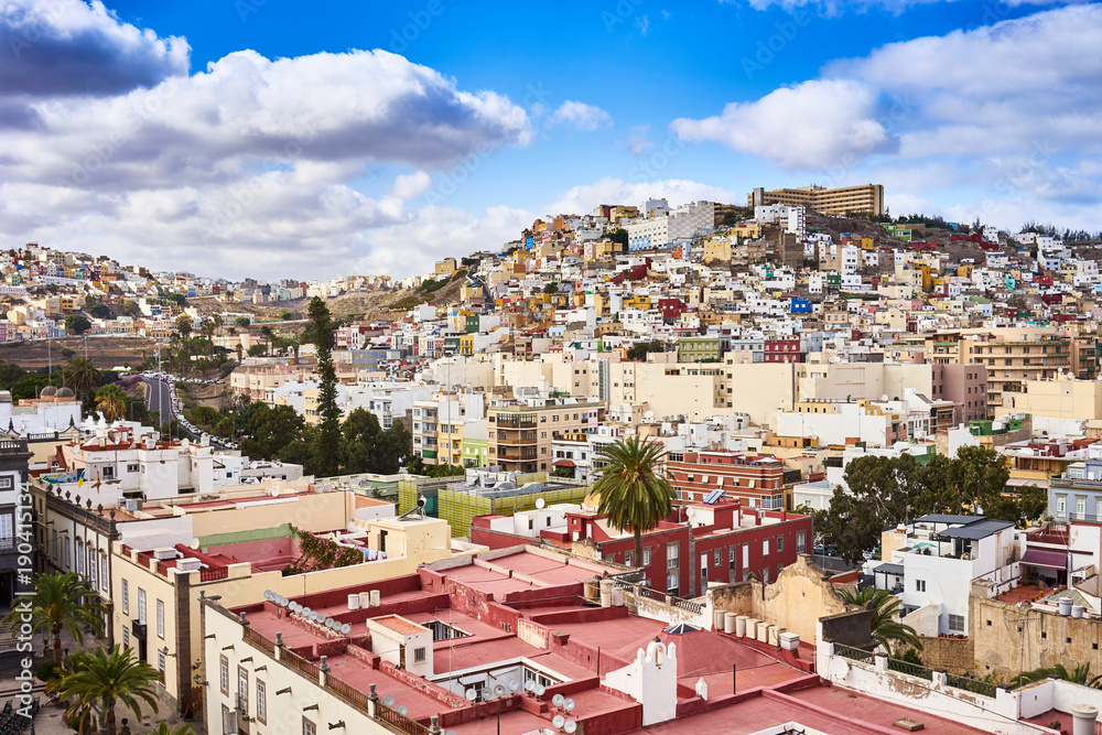 Panoramic view of historical downtown of Las Palmas - Capital of Gran Canaria in Spain