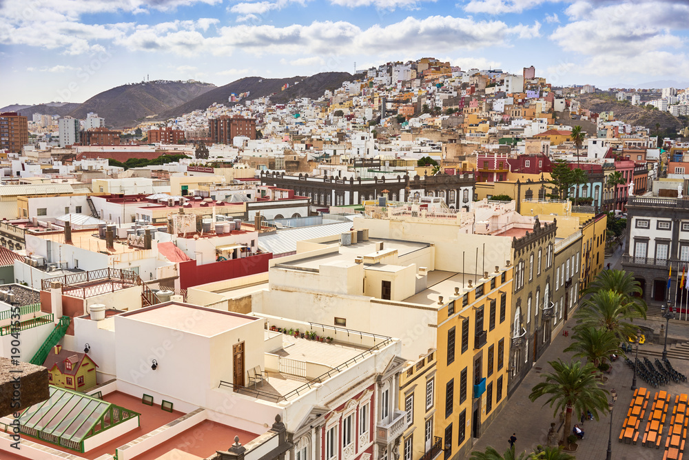 Panoramic view of historical downtown of Las Palmas - Capital of Gran  Canaria in Spain Stock Photo | Adobe Stock
