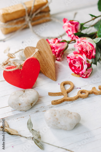 Two hearts and message Love