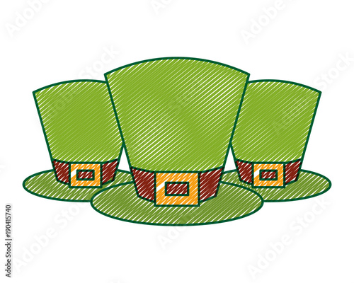 set of green hat of leprechaun accessory vector illustration drawing image design