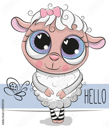 Cute Sheep on a white background