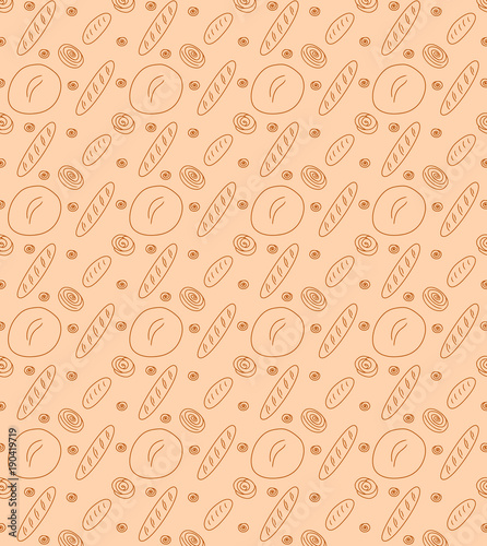 Seamless pattern of bakery products vector illustration sketch
