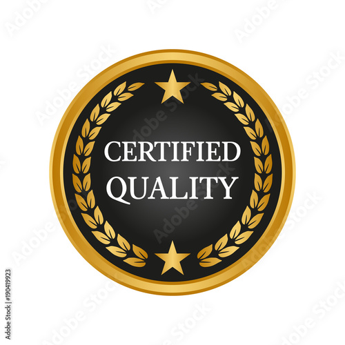 Certified quality badge on white background.