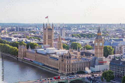 LONDON - AUGUST 19, 2017: Cityscape view from the London Eye. photo