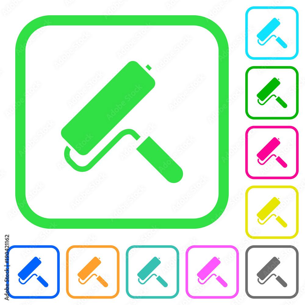 Paint roller vivid colored flat icons Paint roller vivid colored flat icons
