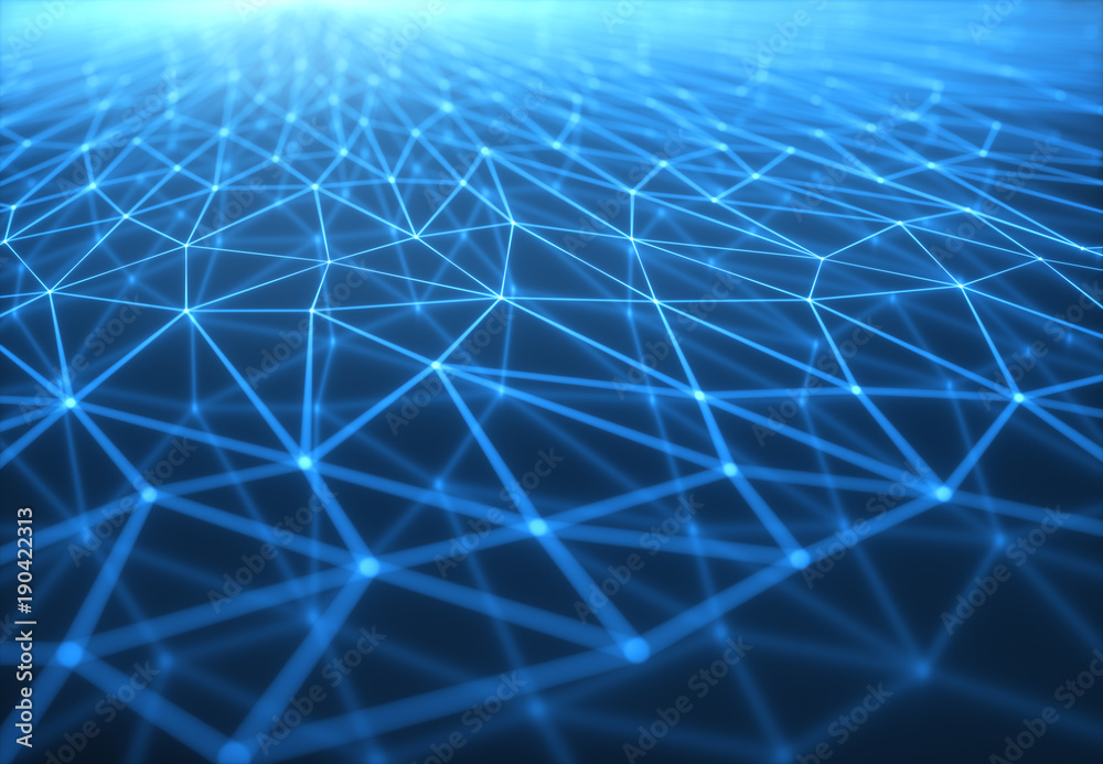 Obraz premium 3D illustration of connections and dots representing the concept of cloud computing.