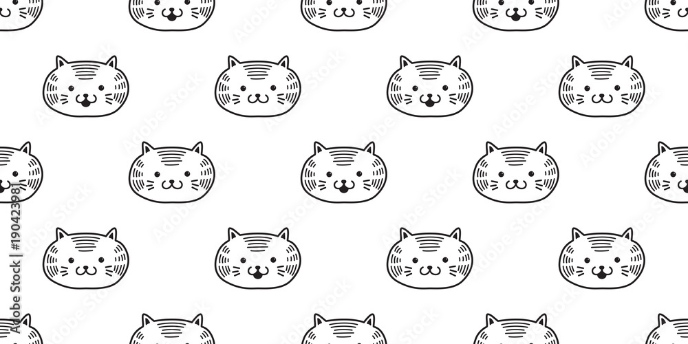 cat seamless pattern kitten vector head  icon isolated wallpaper background