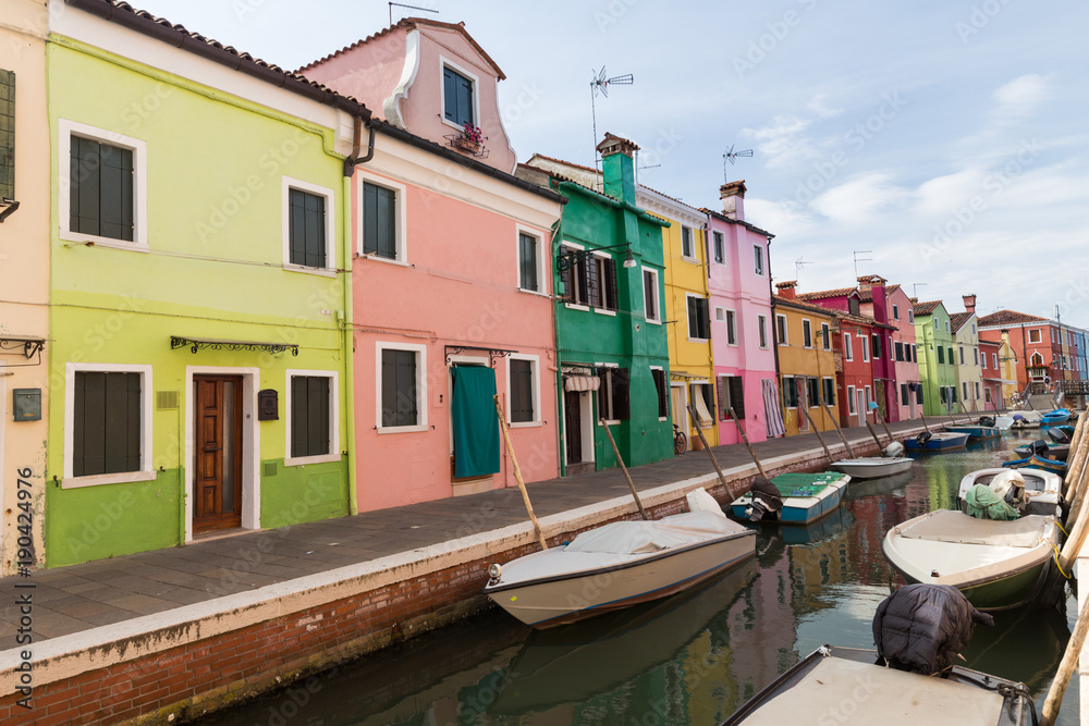 Colorful houses of Burano island / small village near the Venice.