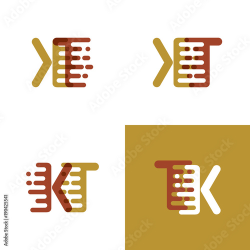 KT letters logo with accent speed in light brown and dark brown