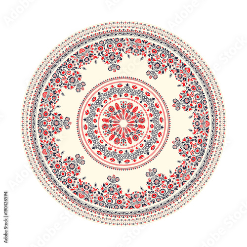 Traditional Hungarian round decorative element, vector.