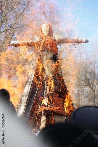 The burning Maslenitsa effigy 