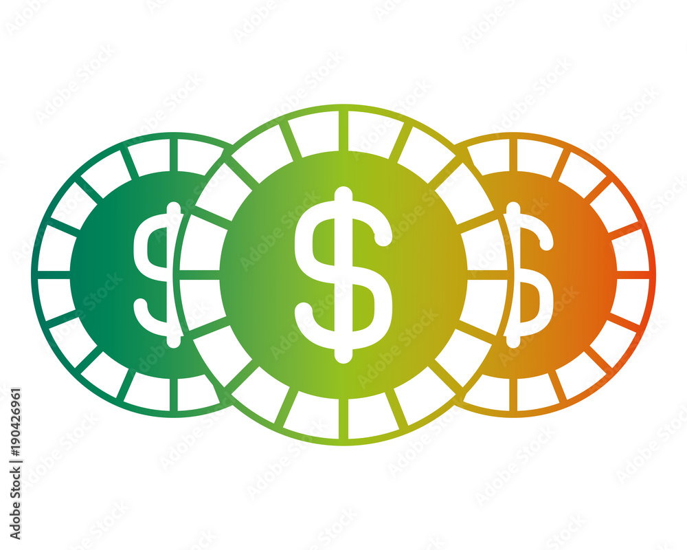 set three coins money dollar currency vector illustration degraded color design set three coins money dollar currency vector illustration degraded color design