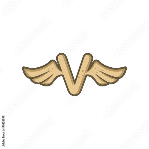 alphabet letter with angel bird wing