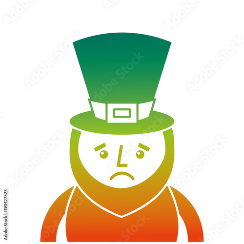 st. patricks day portrait of a sad leprechaun vector illustration  degraded color design